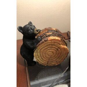 Black Bear Stump Coaster Set - Bear Cabin Decor Coasters for Drinks Set of 5